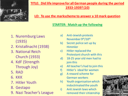 Germany GCSE History – Life For Germans