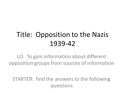 Germany GCSE History – Opposition