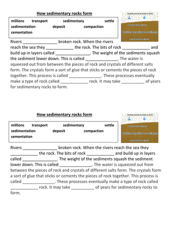 Sedimentary Rocks Worksheet Answers