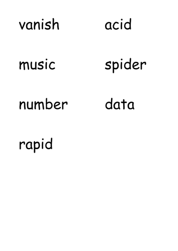 2 syllable words - vanish