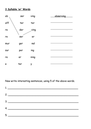 er words syllable match