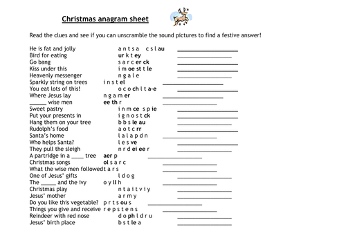 Christmas Anagrams Teaching Resources