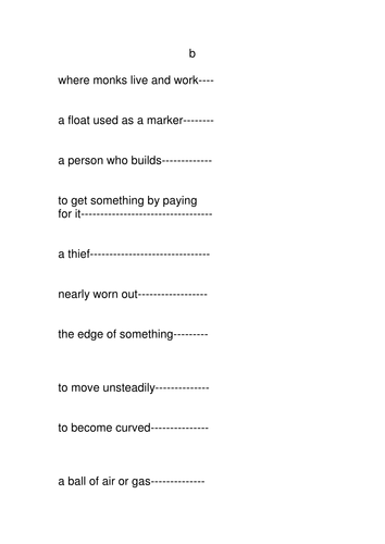 b words worksheet