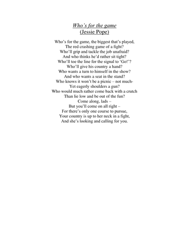 KS3 War Poetry lesson Powerpoint