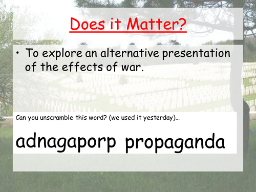 Does It matter - War Poerty lesson Yr 7