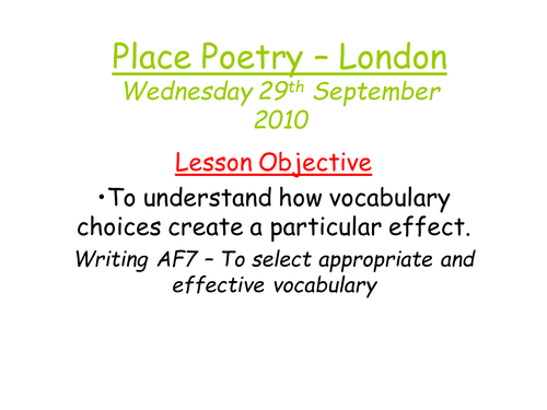 Place Poetry Lesson - London KS3