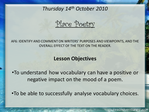 Place Poetry - Island Man For Year 7 Pupils