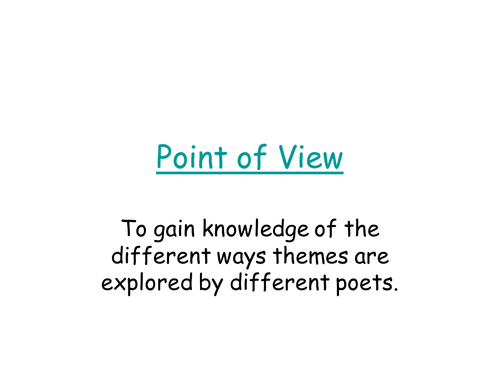 Place Poetry - Points of View  For Year 7 Pupils