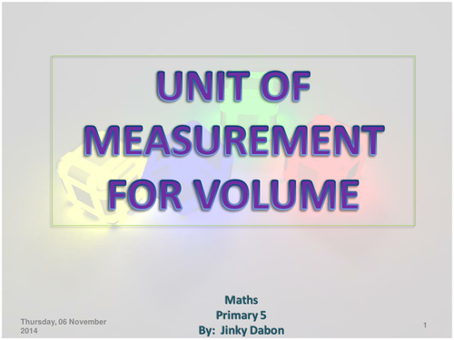 KS2 Units of Measurement for Cube and Cuboid