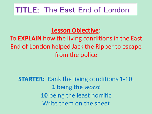 Jack The Ripper – Living Conditions Victorians