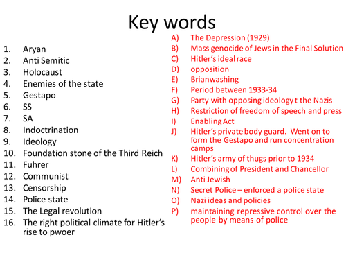 Key Words lesson Starter Germany
