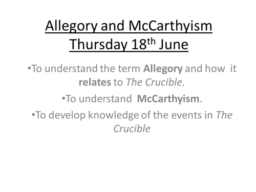 The Crucible - Allegory and McCarthyism