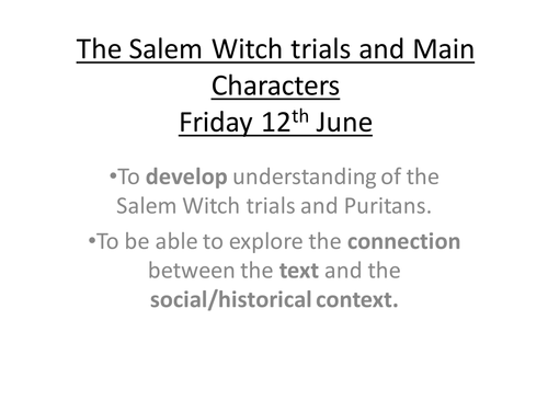 The Crucible – Salem Witch Trials