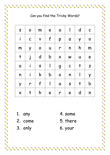 Tricky Word Wordsearch by missyrobinson - Teaching 