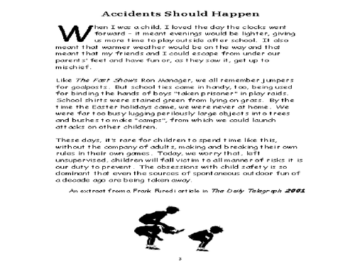 Literacy Starter – Accidents Can Happen