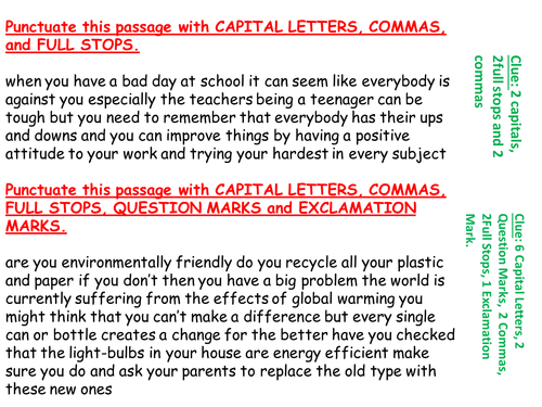 Literacy Starter PP Slides– Testing punctuation