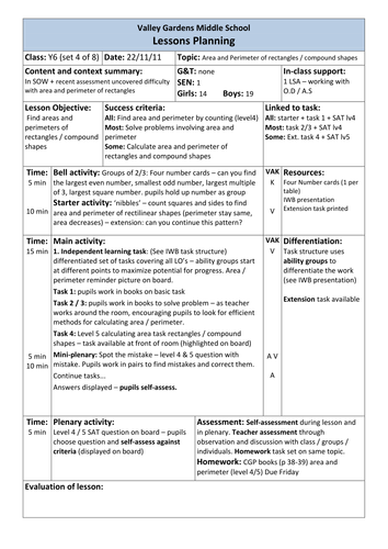 Area and Perimeter - Rectangles / compound Shapes