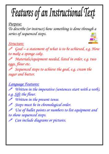 Features Of Instructional Texts Poster By Moshing Teaching Resources