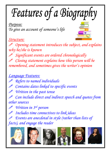main features of a biography ks2
