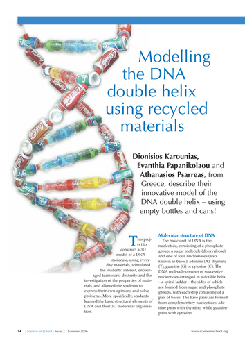 Modelling Dna Double Helix From Recycled Materials Teaching Resources