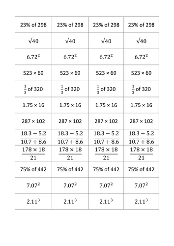 Estimating calculations matching activity | Teaching Resources