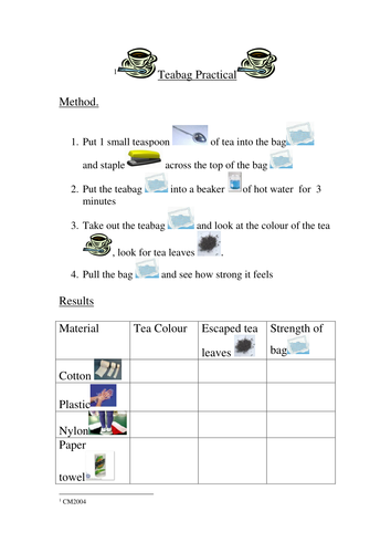 Teabag Practical and Separating Techniques