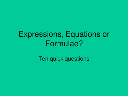 10 Q Starter: Expression, Equations, Formulae  AFL