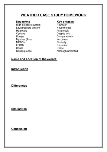 weather case study worksheet