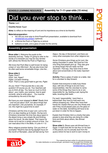 Lent assembly: Did you ever stop to think