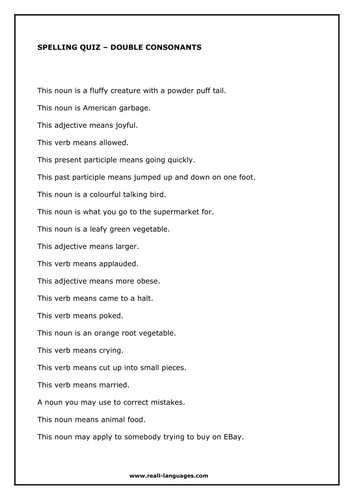 Year 5 and 6 SPAG - Spellings: double consonants by ...