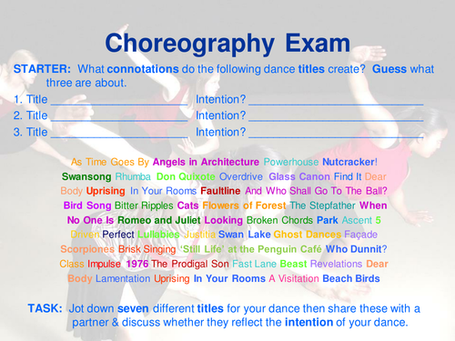 Creating Programme Note for GCSE/AS/A2 Dance
