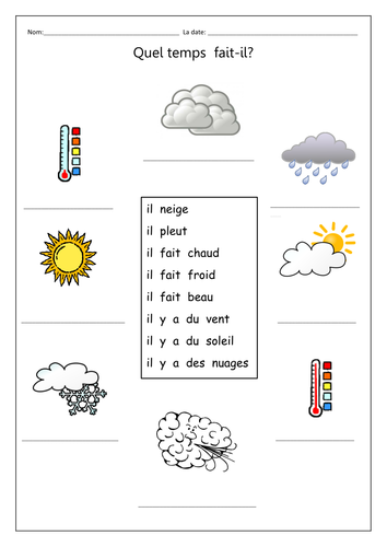 Quel temps fait-il? Gap-fill weather symbols