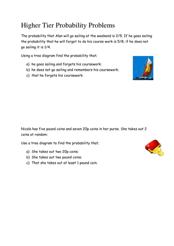 probability problems for GCSE