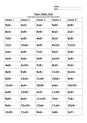 Times table worksheets