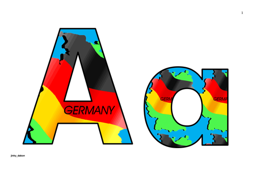 German Flag Themed Upper Lower Cases & Numbers