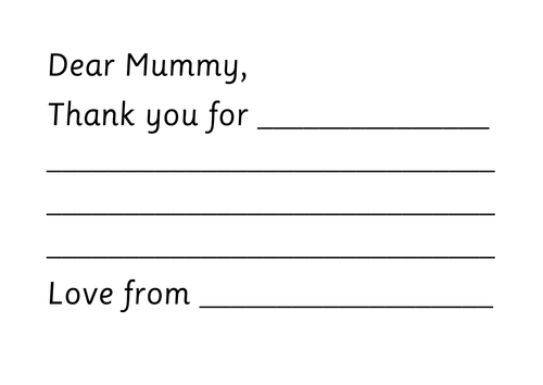 Dear Mummy letter