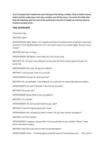 Being a mother is the hardest job