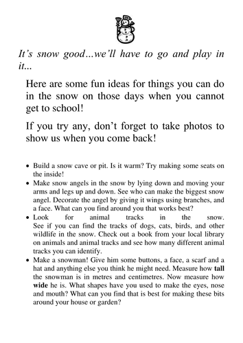 Snow Pack activities