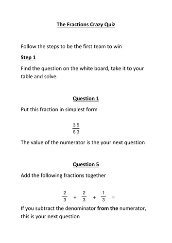 Dividing Fractions and fraction Trail