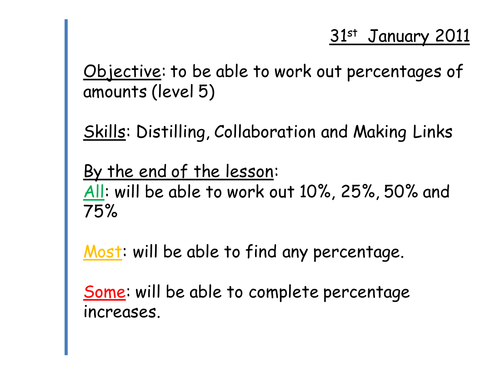 Percentages of Amounts Fantastic Trail