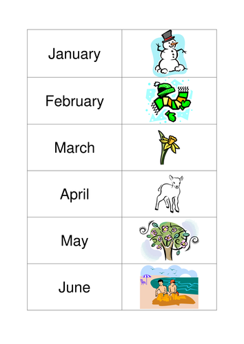 months and seasons matching activity teaching resources