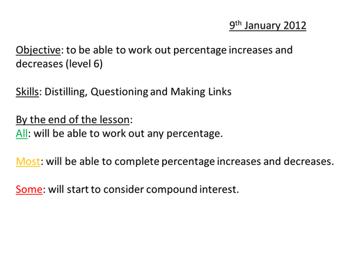 Percentage Increase Decrease Level 6