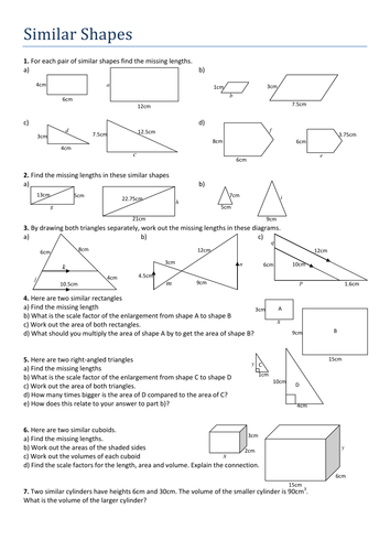 Similar Shapes. Worksheet