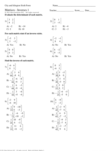Further Pure 1 - Multichoice worksheets