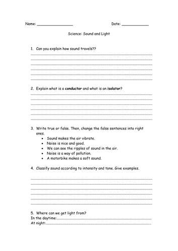 Sound and Light | Teaching Resources