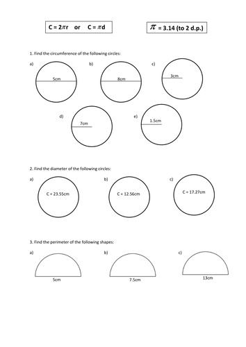 Circumference Worksheet