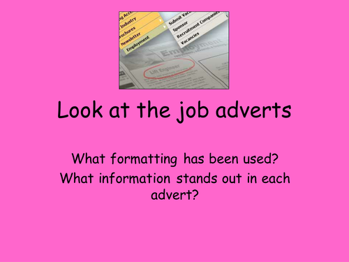 Job Adverts lesson outline