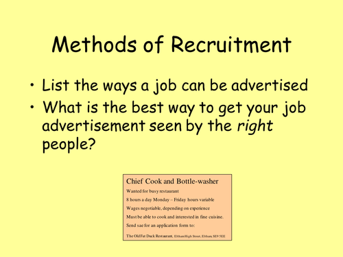 Methods of Recruitment