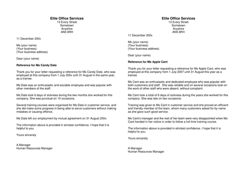 References and Rejection Letters