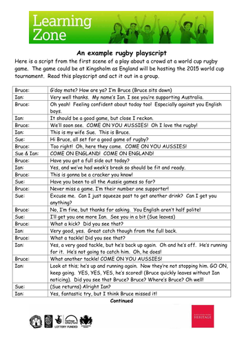 Writing a rugby playscript